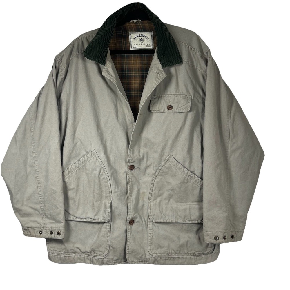 Aberdeen Canvas Barn Jacket Chore Coat Men's Sz XXL Beige Flannel Lined Outdoor‎